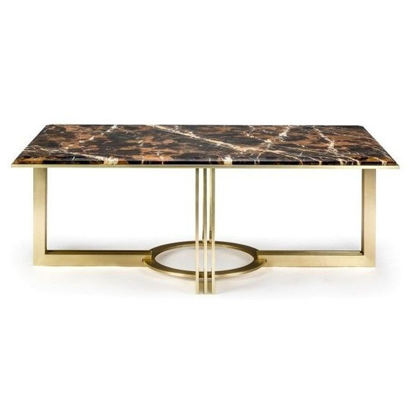 Marble Top Coffee Table With Stainless Steel Gold Plated Finish Base  -  RC223